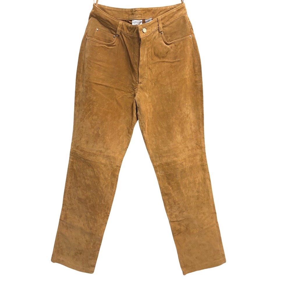 Newport News Vintage Tan Suede Leather Straight Leg Easy Style Pants 10 Western